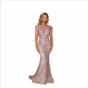 Portia & Scarlett PS6087 pink silver gown